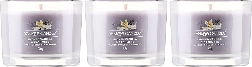 Zestaw - Yankee Candle Smoked Vanilla & Cashmere (candle/3x37g) — Zdjęcie N2