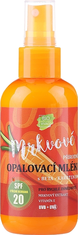 PRZECENA! Balsam przeciwsłoneczny z ekstraktem z marchwi - Vivaco Natural Sunscreen Lotion with Carrot Extract SPF 20 * — Zdjęcie N1