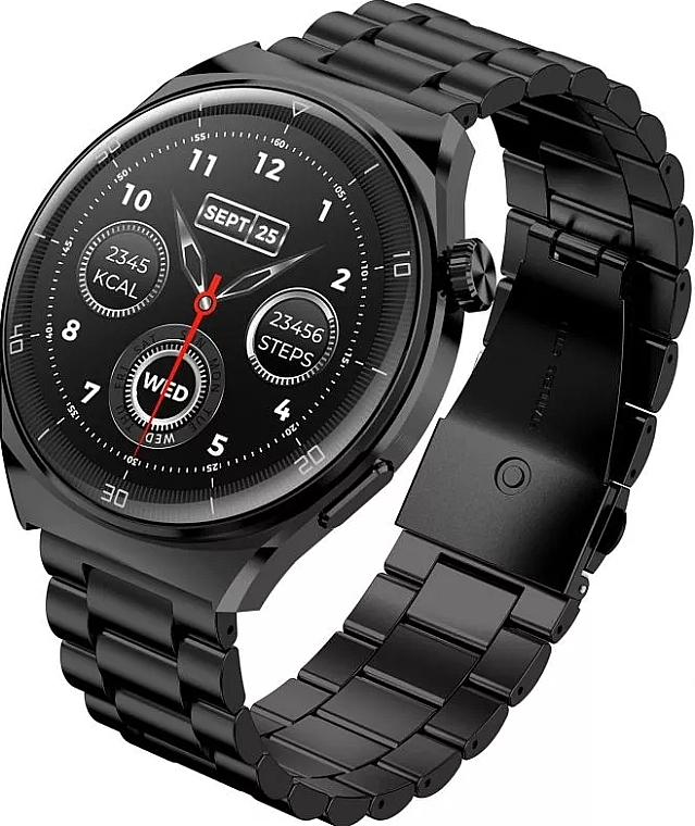 Smartwatch męski - Garett Smartwatch V12 Black Steel — Zdjęcie N1