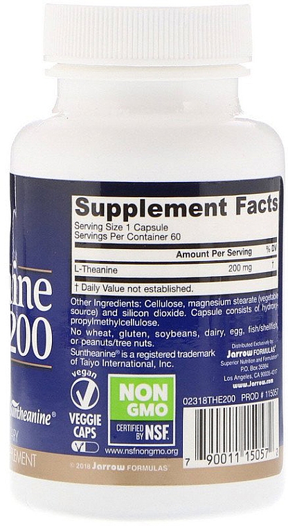 Suplement diety, L-teanina, 200 mg - Jarrow Formulas Theanine, 200 mg — Zdjęcie N2