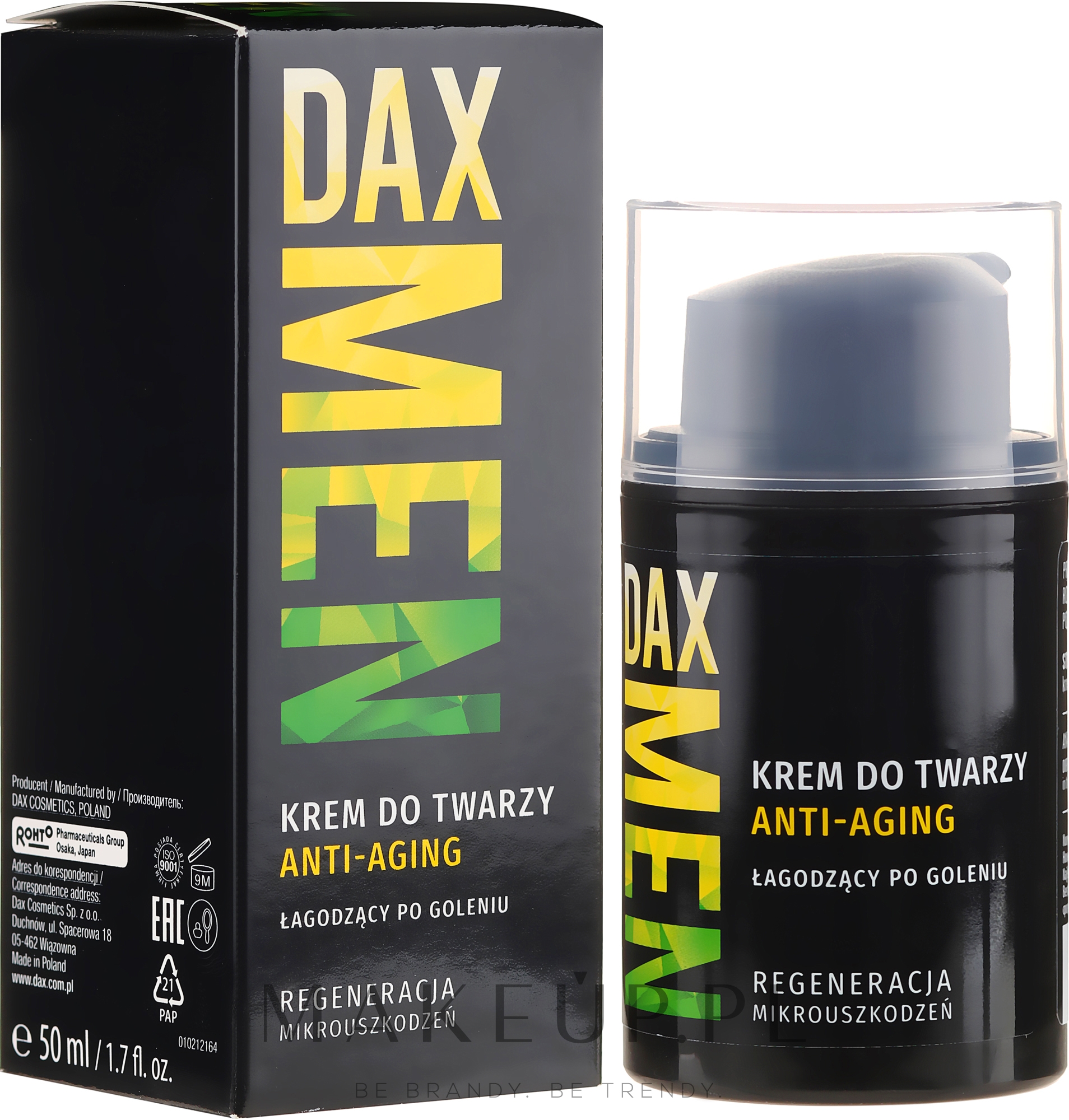 Przeciwzmarszczkowy krem dla mężczyzn Łagodzący po goleniu - DAX Men — Zdjęcie 50 ml