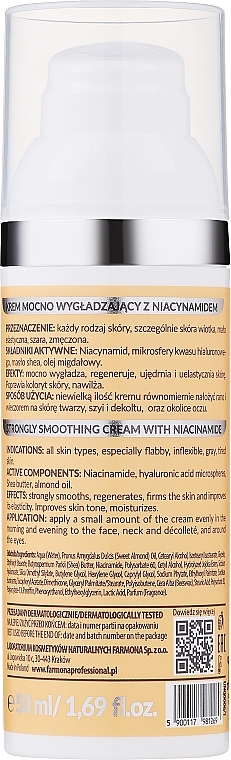 Krem wygładzający z niacynamidem - Farmona Professional Unique Skin Strongly Smoothing Cream With Niacinamide — Zdjęcie N2