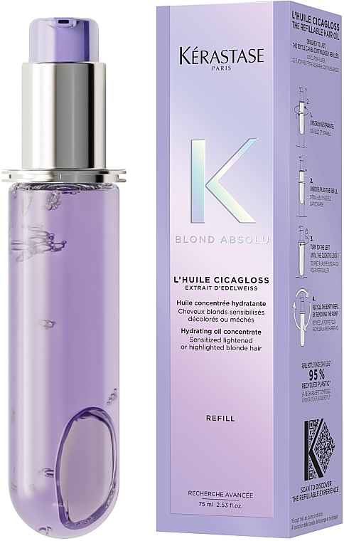 Nawilżający olejek do włosów - Kerastase Blond Absolu Cicagloss Hydrating Oil Concentrate Refillable (jednostka zamienna) — Zdjęcie N2