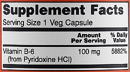 Witamina B6, 100 mg, w kapsułkach - Now Foods Vitamin B6 — Zdjęcie N3