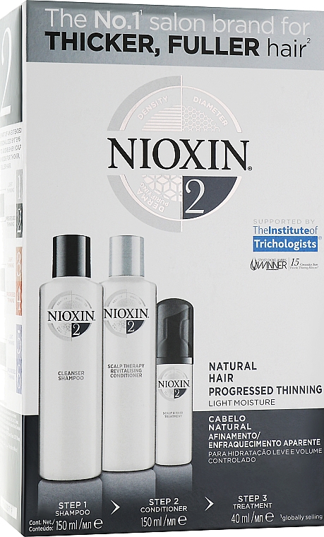Zestaw do włosów progresywnie przerzedzających się - Nioxin Hair System 2 Kit (shm 150 ml + cond 150 ml + mask 40 ml)
