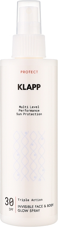 PRZECENA! Spray do opalania nadający naturalny blask - Klapp Multi Level Performance Sun Protection Invisible Face & Body Glow Spray SPF30 * — Zdjęcie N2