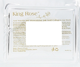 Nawilżająca hydrożelowa maska w formie plastrów na usta z kolagenem - King Rose Anti Wrinkle And Moisturizing 24K Gold Collagen Lip Mask — Zdjęcie N2