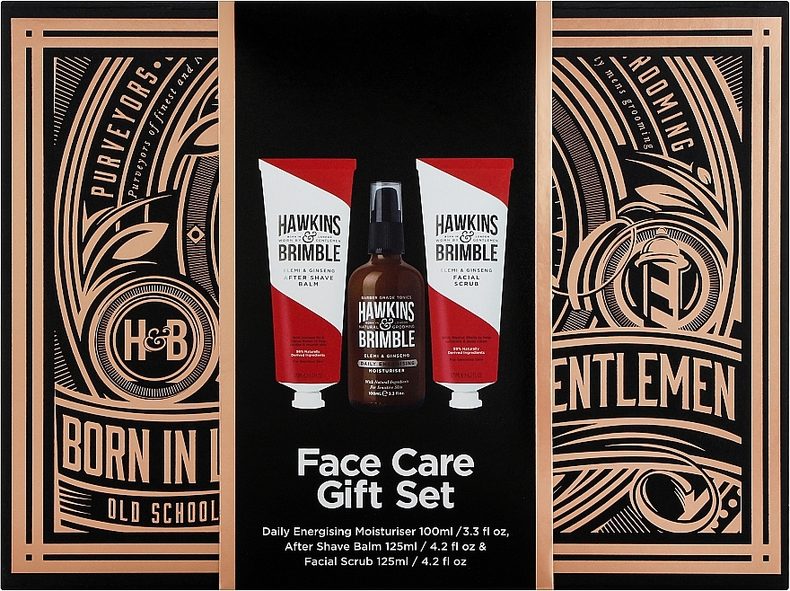 Zestaw prezentowy do pielęgnacji twarzy - Hawkins & Brimble Face Gift Box (wash/150ml + scrub/125ml + moist/100ml) — Zdjęcie N1