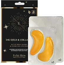 Zestaw - Eclat Skin London 24K Gold & Collagen Hydro-Gel Eye Pad & Sheet Mask Giftset (f/mask/2pcs + eye/pad/3pcs) — Zdjęcie N1