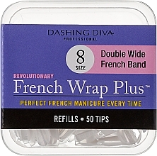 Kup Tipsy - Dashing Diva French Wrap Plus Double Wide White 50 Tips (Size 8)