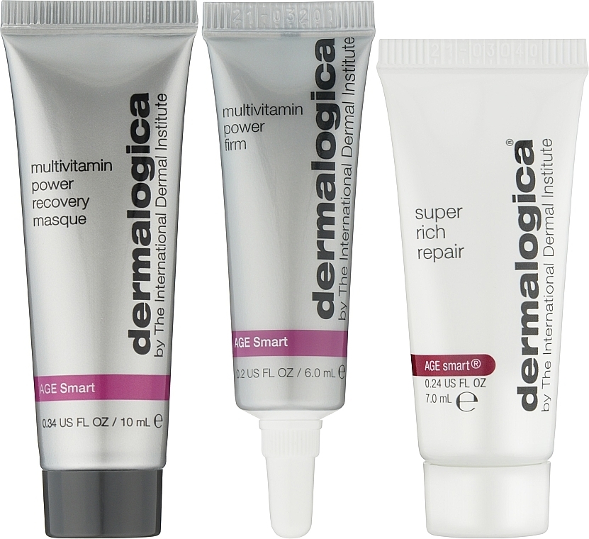 Trzyczęściowy zestaw do liftingu i odbudowy skóry - Dermalogica Firm & Repair Kit (cr/7ml + cr/6ml + mask/10ml) — Zdjęcie N1