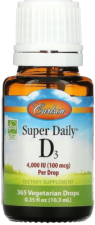 PRZECENA! Witamina D3 w kroplach, 4000 j.m. - Carlson Super Daily Liquid Vitamin D3 * — Zdjęcie N1