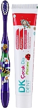 Kup Pasta do zębów Malina + szczoteczka do zębów fioletowa - Dermokil DKDent (toothpaste/50ml + brush/1pcs)