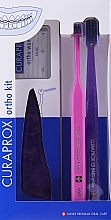 Kup Zestaw, opcja 41 (fioletowy, różowy, fioletowy) - Curaprox Ortho Kit (brush/1pcs + brushes 07,14,18/3pcs + UHS/1pcs + orthod/wax/1pcs + box)