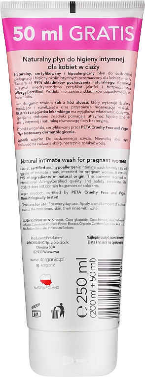 Płyn do higieny intymnej dla kobiet w ciąży - 4Organic Organic Mama Intimate Hygiene Liquid Pregnant Woman — Zdjęcie N2