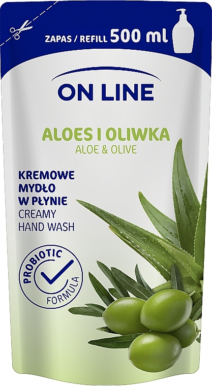 Kremowe mydło w płynie Aloes i oliwka - On Line Aloe & Olive Creamy Hand Wash (uzupełnienie) — Zdjęcie N1