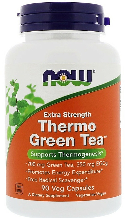 Kapsułki Zielona herbata - Now Foods Thermo Green Tea Extra Strength Veg Capsules — Zdjęcie N1