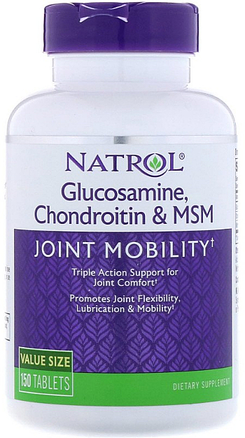 Suplement diety Glukozamina, chondroityna i MSM - Natrol Glucosamine, Chondroitin & MSM — Zdjęcie N1