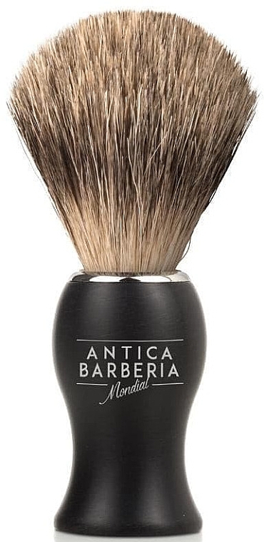 Pędzel do golenia, matowe czarne aluminium - Mondial Antica Barberia Panther Black — Zdjęcie N1