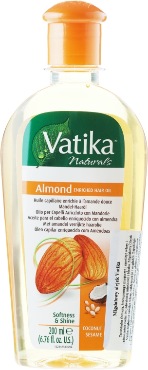 Olejek do włosów z olejem ze słodkich migdałów - Dabur Vatika Almond Enriched Hair Oil — Zdjęcie N1