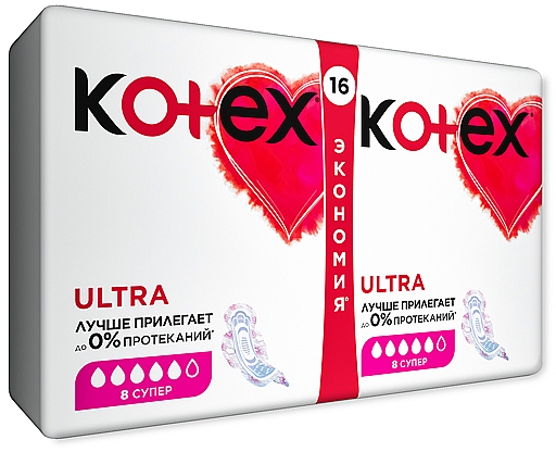 Podpaski, 16 szt. - Kotex Ultra Dry Super Duo — Zdjęcie N2