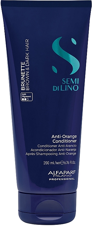 Odżywka redukująca pomarańczowe odcienie do włosów brązowych - AlfaParf Milano Semi Di Lino Brunette Anti-Orange Conditioner
