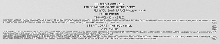 Givenchy L'Interdit - Zestaw (EDP/50 ml + b/mleko/75 ml + EDP mini/10 ml) — Zdjęcie N3