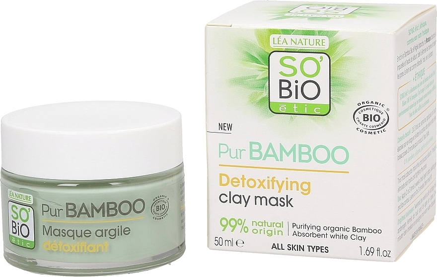 Maseczka do twarzy z ekstraktem z bambusa - So'Bio Etic Pur Bamboo Detoxifying Clay Facial Mask — Zdjęcie N1