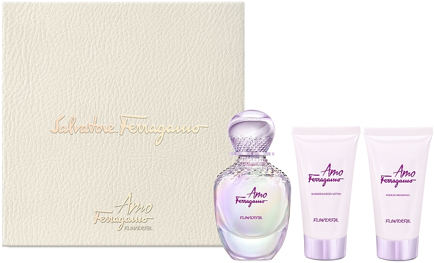 Ferragamo Amo Ferragamo Flowerful - Zestaw (edt/50ml + sh/gel/50ml + b/lot/50ml) — Zdjęcie N1