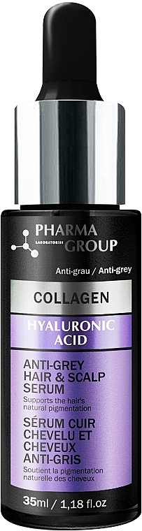 Serum przeciw siwieniu - Pharma Group Laboratories Collagen & Hyaluronic Acid Anti-Grey Hair & Scalp Serum