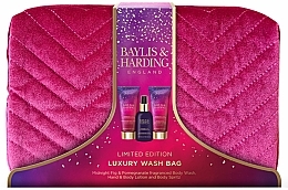 Kup Zestaw - Baylis & Harding Midnight Fig & Pomegranate Deluxe Wash Bag Gift Set (sh/gel/100ml + h/cr/100ml + b/mist/100ml + bag)