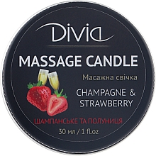 Świeca do masażu dłoni i ciała Szampan i Truskawka - Divia Massage Candle Hand & Body Champagne & Strawberry Di1570 (30 ml) — Zdjęcie N1