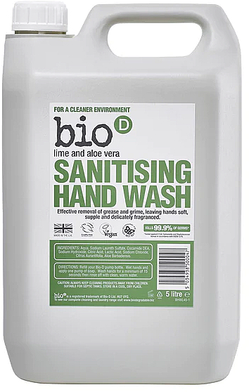 Mydło sanitarne w płynie do rąk Limonka i aloes - Bio-D Lime & Aloe Vera Sanitising Hand Wash — Zdjęcie N2