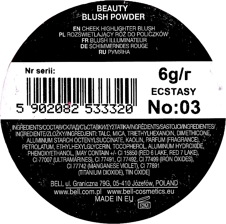 Róż kompaktowy - Bell Beauty Blush Powder — Zdjęcie N3