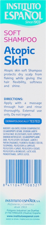 Delikatny szampon do skóry głowy z tendencją do atopii - Instituto Espanol Atopic Skin Soft Shampoo — Zdjęcie N3