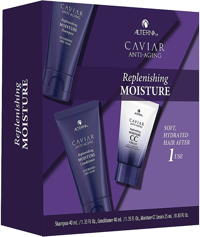 Zestaw - Alterna Caviar Anti-Aging Replenishing Moisture Trial Kit (mini/h/cr/25ml + mini/sh/40ml + mini/cond/40ml) — Zdjęcie N1