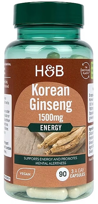 Suplement diety Żeń-szeń koreański, 1500mg - Holland & Barrett Korean Ginseng 1500 mg — Zdjęcie N1