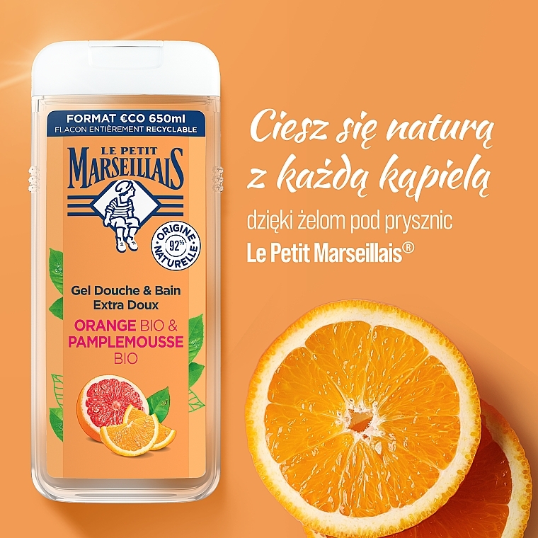 Żel pod prysznic Pomarańcza i Grejpfrut - Le Petit Marseillais Orange Bio & Pamplemousse — Zdjęcie N3