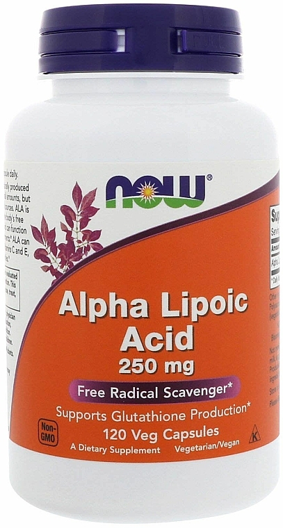 Kwas alfa-liponowy w kapsułkach, 250 mg - Now Foods Alpha Lipoic Acid — Zdjęcie N1