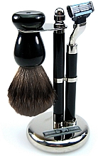 Zestaw do golenia - Golddachs Pure Badger, Mach3 Black Chrom (sh/brush + razor + stand) — Zdjęcie N1
