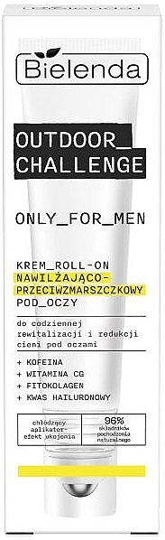 Nawilżający krem ​​przeciwzmarszczkowy pod oczy - Bielenda Only For Men Outdoor Challenge Roll-On Moisturizing And Anti-Wrinkle Eye Cream — Zdjęcie N3