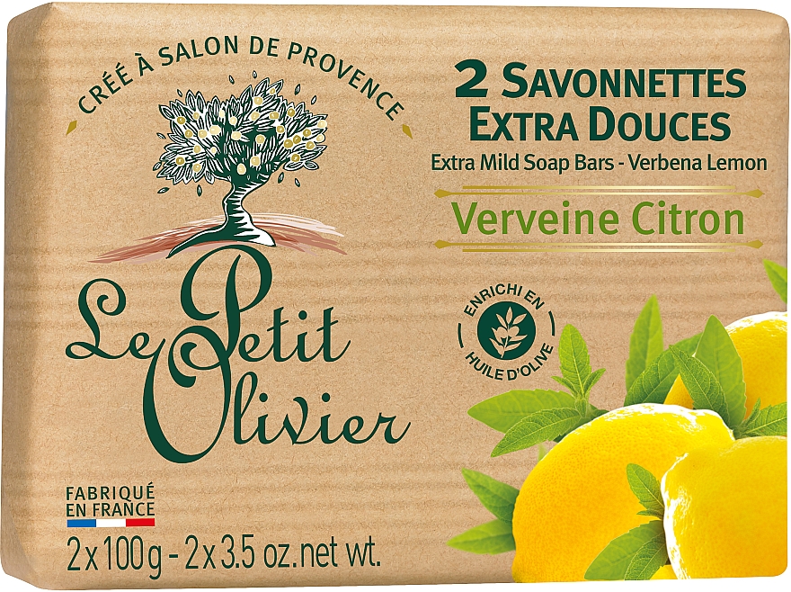 Delikatne mydło kosmetyczne Werbena i cytryna - Le Petit Olivier 2 extra mild soap bars Verbena and Lemon — Zdjęcie N2
