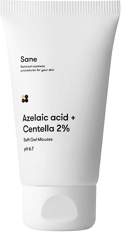 Oczyszczający żel do twarzy z kwasem azelainowym - Sane Azelaic Acid + Centella 2% Soft Gel-Mousse pH 6.7