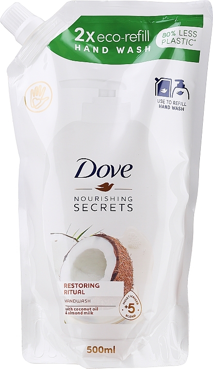 Mydło w płynie do rąk z olejem kokosowym i mleczkiem migdałowym - Dove Nourishing Secrets Restoring Ritual Handwash (uzupełnienie)