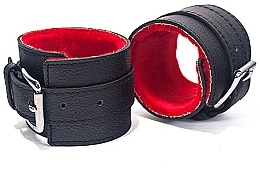 Kup Kajdanki, czarno czerwone - Devil Sticks Hand Cuffs Grain Leather Black/Red