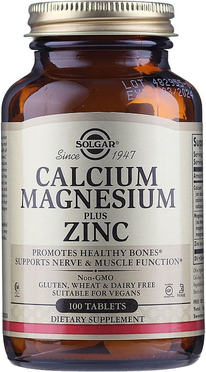 Suplement diety Wapń, magnez + cynk - Solgar Calcium Magnesium Plus Zinc — Zdjęcie N2