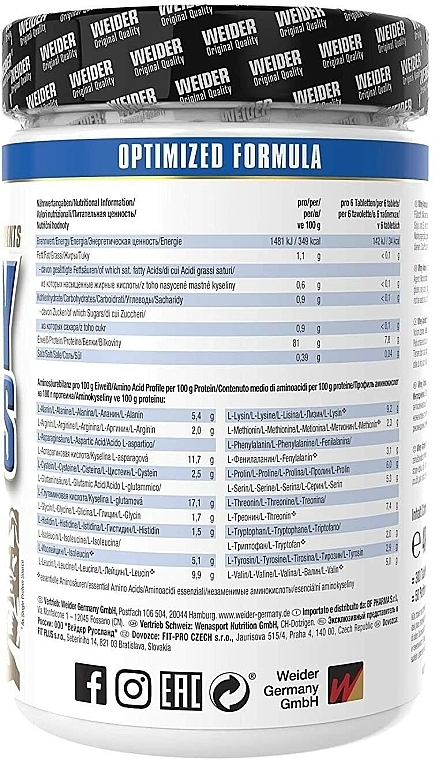 Kompleks aminokwasów, tabletki - Weider Whey Aminos Tablets — Zdjęcie N3