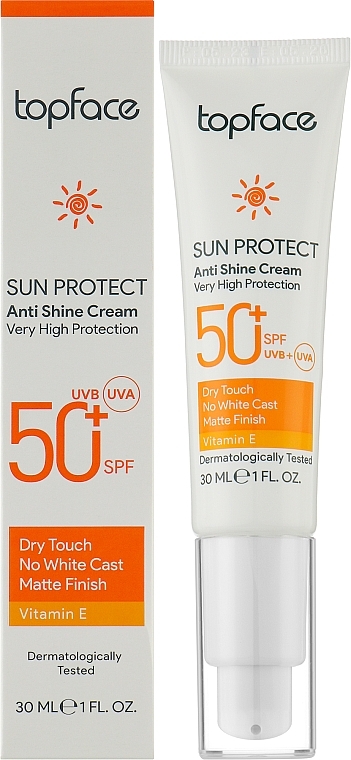 Krem przeciwsłoneczny do twarzy SPF50+ - TopFace Sun Protect Anti Shine Cream SPF50+ — Zdjęcie N2