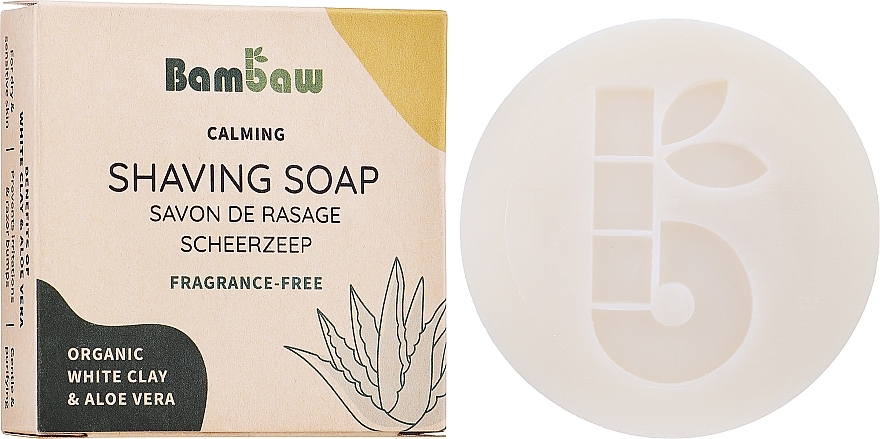 Bezzapachowe mydło do golenia - Bambaw Shaving Soap Organic White Clay & Aloe Vera — Zdjęcie N2