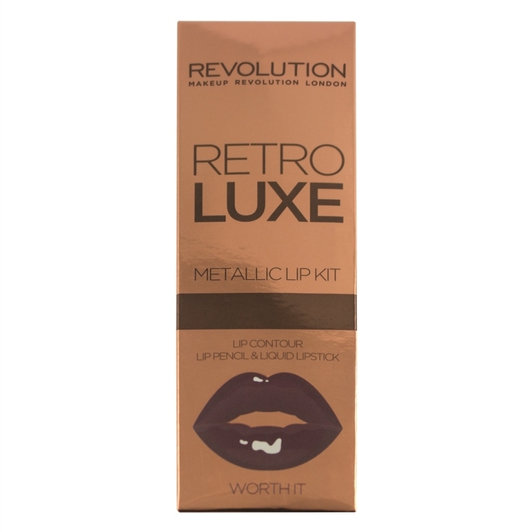 Zestaw do makijażu ust - Makeup Revolution Retro Luxe Metallic Lip Kit (lipstick 5,5 ml + l/pencil 1 g) — Zdjęcie N1